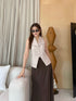 Collar Down Sleeveless Vest With Skirts Sets